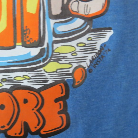 Vintage Iron On Graphic T-shirt - Drunk Man Just One More (1974) - Adult Large - Picture 3 of 10